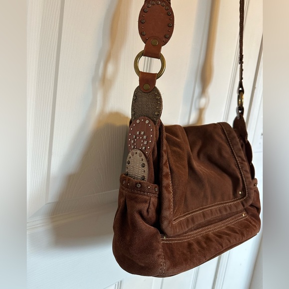 Fossil Chocolate Brown Messenger Bag with Decorative Strap - Picture 2 of 11
